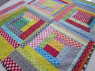 Homemade Baby Quilt, Tertiary Colors, Polka Dot Quilts, Scrap Quilting, Quilting Methods, Quilting 101, Homemade Quilts, Cabin Quilt, Log Cabin Quilts