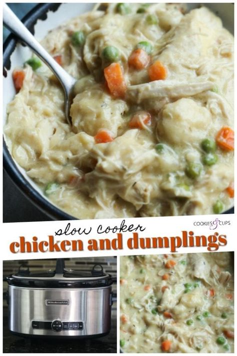 Slow Cooker Kip, Slow Cooker Chicken And Dumplings, Easy Chicken Recipe, Crockpot Chicken And Dumplings, Easy Slow Cooker Chicken, Easy Crockpot Chicken, Easy Dinner Recipes Crockpot, Dumplings Recipe, Crockpot Dishes