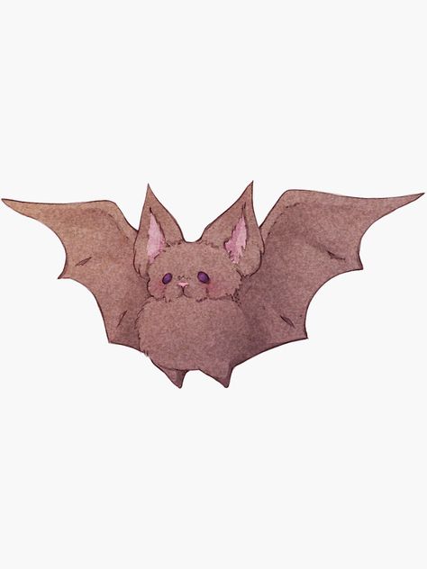 "Cute Fluffy Bat Friend " Sticker by Fairydrop | Redbubble Fairydrop Art, Kawaii Bat, Bat Art, Cute Bat, Dessin Adorable, Cute Animal Drawings, 귀여운 동물, Drawing Inspiration, Animal Drawings