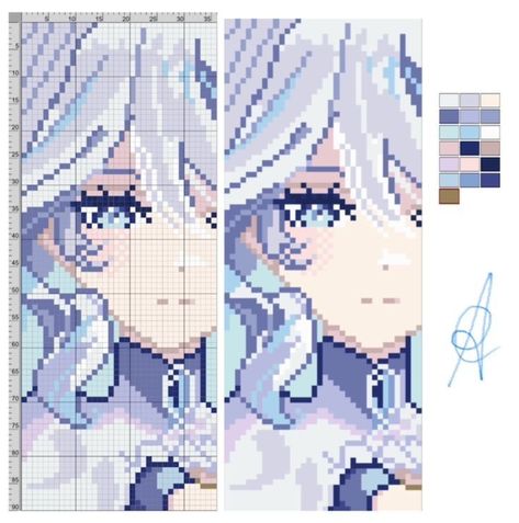 Genshin Impact Pixel Art, 심플한 그림, Hamma Beads Ideas, Pixel Art Templates, Diy Perler Bead Crafts, Pixel Art Grid, Pixel Art Design, Kraf Diy, Pixel Pattern