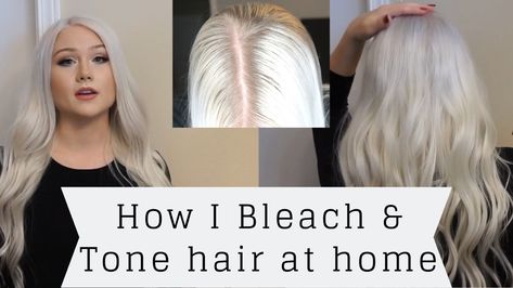 Going Blonde At Home, How To Get Platinum Blonde Hair At Home, All Over Bleach Blonde, Platinum Blonde Hair At Home, Diy Platinum Blonde Hair, Blonde Toners, Tone Hair At Home, Diy Bleach Hair, Toning Bleached Hair