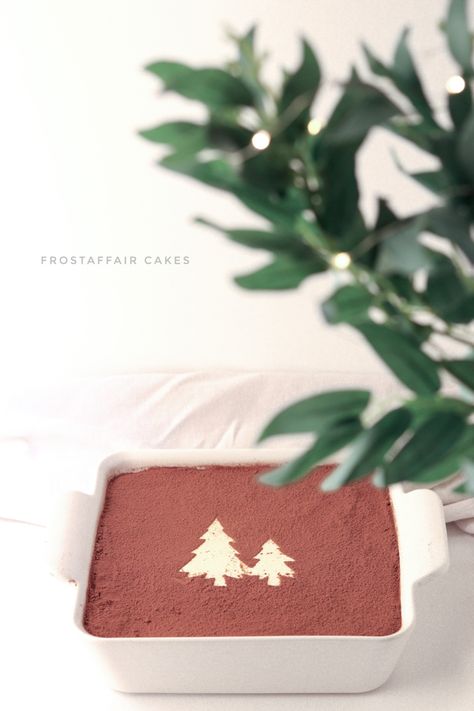 Dessert, Tiramisu, Christmas theme, food photography, christmas tree Christmas Tiramisu Decoration, Tiramisu Christmas, Christmas Theme Food, Food Photography Christmas, Christmas Tiramisu, Tiramisu Design, Photography Christmas, Simple Cake Designs, Tiramisu Cake