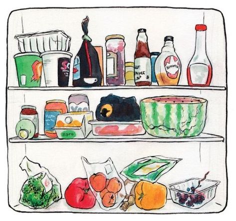 30SAL Challenge: What's in Your Fridge? | Seattle Artist League Inside Of Fridge Drawing, Fridge Painting, Fridge Drawing, Inside Fridge, Fridge Illustration, Fridge Art, Sketchbook Art Journal, Pet Peeves, Bullet Journal Writing