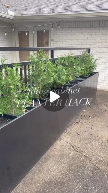 The Pearl Campaign on Instagram: "How to make a large planter from an old filing cabinet 🌿🙌🏻✨  #thepearlcampaign #outdoors #yard #backyard #planting #planters #diy #spring #diyplanters #estatesale #furnitureflip #home #homedecor" Planter Boxes Along Deck, Planters Against Fence, Decks With Planters, Planters Boxes Ideas, Commercial Planters Outdoor, Diy Filing Cabinet Planter, Filing Cabinet Planters, Filing Cabinet Into Planter, File Cabinet Garden Planter