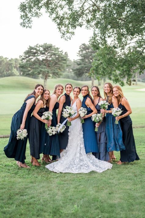 Shades Of Navy Bridesmaid Dresses, Mismatch Navy Bridesmaid Dresses, All Blue Bridal Party, Navy Mix And Match Bridesmaid Dresses, Dark Blue Mismatched Bridesmaids, Navy Wedding Bridesmaid Dresses, Navy Wedding Party Attire, Dark Blue Bridal Party, Navy Mismatched Bridesmaids