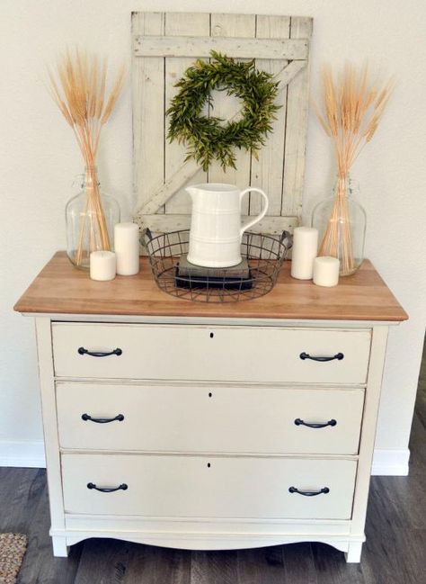 Antique White Farmhouse Dresser | General Finishes Design Center White Farmhouse Dresser, Farmhouse Dresser, Thankful Thanksgiving, Fall Vignettes, Canadian Winter, General Finishes, White Dresser, White Farmhouse, Wood Dresser