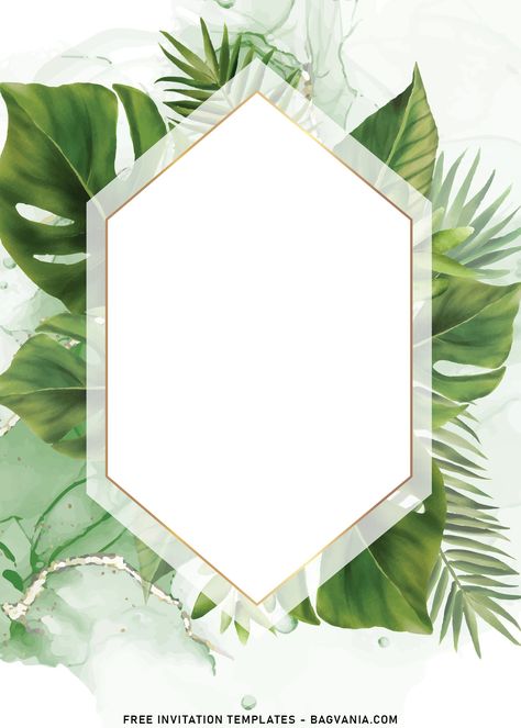 Tropical Invitations Template, Tropical Template, Homemade Wedding Invitations, Elegant Birthday Invitations, Digital Wedding Invitations Design, Tropical Invitations, Leaf Invitations, Wedding Invitation Background, Invite Ideas