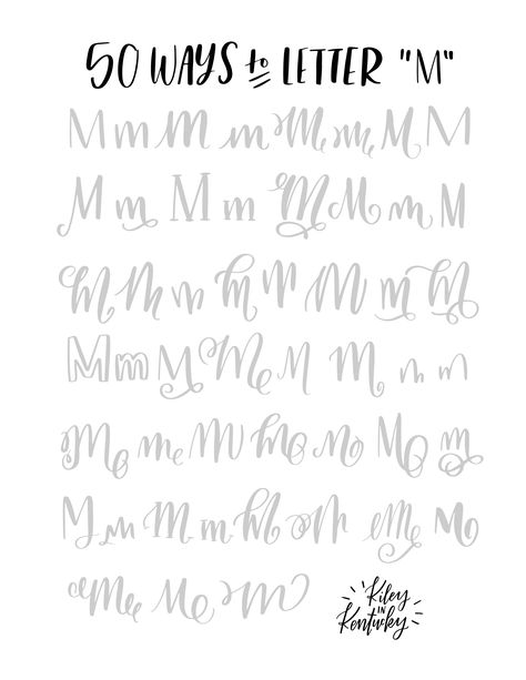 50 ways to letter - M Calligraphy Doodles, Handwriting Analysis, Alfabet Letters, Hand Lettering Fonts, Hand Lettering Alphabet, Creative Lettering, Cursive Writing, Lettering Practice, Lettering Styles