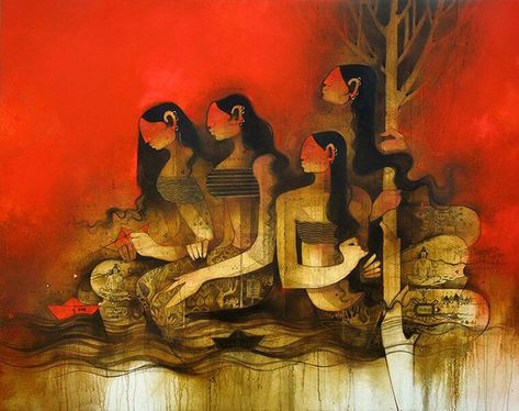 Indian Contemporary Art, Indian Traditional Paintings, Composition Painting, Indian Artwork, Om Namah Shivaya, Large Image, Indian Folk Art, Indian Artist, Indian Paintings