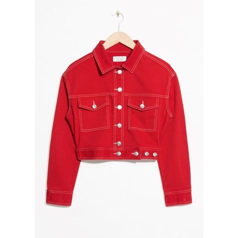 Cropped Denim Jacket ($360) ❤ liked on Polyvore featuring outerwear, jackets, red jean jacket, red jacket, red denim jacket, shiny jacket and denim jackets Red Jean Jacket, Red Cropped Jacket, Red Denim Jacket, Outerwear Trends, Shiny Jacket, Red Denim, Red Jeans, Stylish Jackets, Cropped Denim Jacket