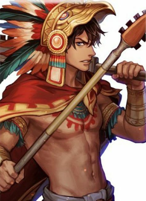 Anime Dresses, Greek Goddess Art, Dark Souls Artwork, Oc Reference, Mexican Culture Art, Aztec Culture, Aztec Art, Male Characters, Mythology Art