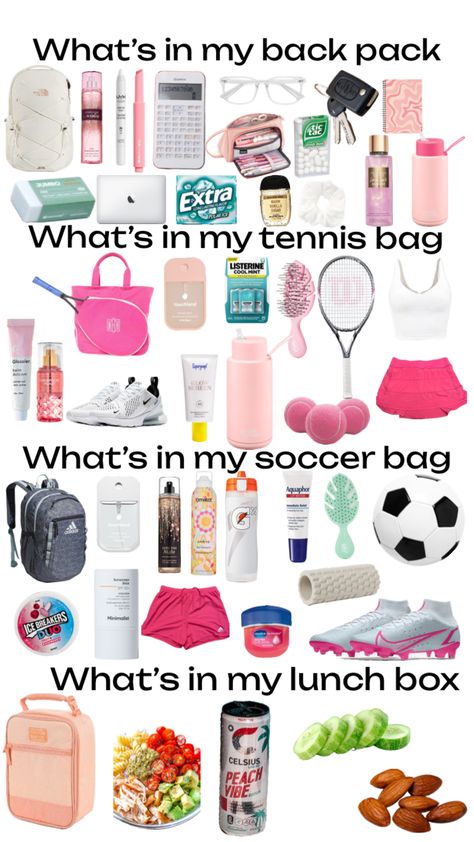 Tennis Bag Essentials, School Locker Decorations, Middle School Essentials, Road Trip Kit, School Emergency Kit, School Backpack Essentials, Preppy School Supplies, Everyday Bag Essentials, School Survival Kits