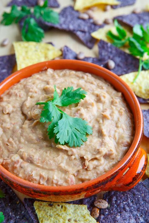 Refried Beans (Frijoles Refritos) Vegan Refried Beans, Refried Bean Dip, Make Refried Beans, Canning Refried Beans, Homemade Refried Beans, Frijoles Refritos, Vegan Blueberry, Vegan Beans, Long Shelf