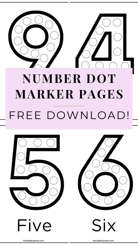 Get free number dot marker printables here! Free do a dot printables and dot marker activities for kids. Download free bingo dabber activities and your number dots printable at twolittlelearners.com Dot Marker Letters Free Printables, Coloring Numbers Free Printable, Dot Art Free Printable, Bingo Dabber Activities, Dot Numbers, Bingo Dabber, Dot Marker Printables, Toddler Science Experiments, Free Worksheets For Kids