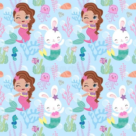 Girl Underwater, Fashion Stock Images, Fashion Artwork, Mermaid Pattern, Cute Mermaid, Hand Drawn Pattern, Unicorn Rainbow, Little Mermaid, The Little Mermaid