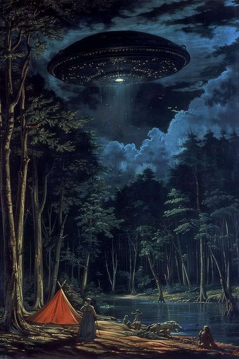 Vintage Sci Fi Art, Spaceship Aesthetic, Alien Painting, Dark Waves, Leaves Wallpaper Iphone, Alien Pictures, Starry Night Wallpaper, Fox Trot, Ufo Art