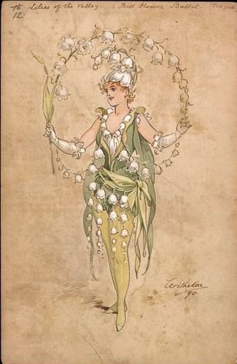 Lily Of The Valley Outfit, Wilhelm Pantomime, Flower Clothes, Lilies Of The Valley, Arte Indie, Pantomime, Illustration Vintage, Fairytale Art, Arte Inspo