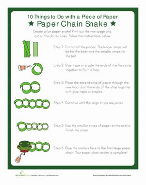 Get loopy with this sssuper art project! Your child will practice following directions to create a paper chain snake using strips of paper. Snake Worksheet, Paper Chain Snake, Kindergarten Art Crafts, Kindergarten Science Activities, Which One Doesnt Belong, Daycare Classroom, Snake Coloring Pages, Kindergarten Social Studies, Pattern Worksheet