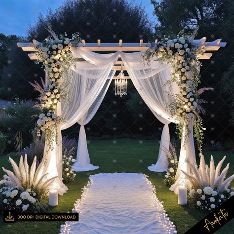 Wedding Gazebo Decorations Outdoor, Floral Arbor, Background Night, Low Key Wedding, Courtyard Wedding, Wedding Background Images, Wedding Arbor, Digital Photography Backdrops, Romantic Outdoor Wedding