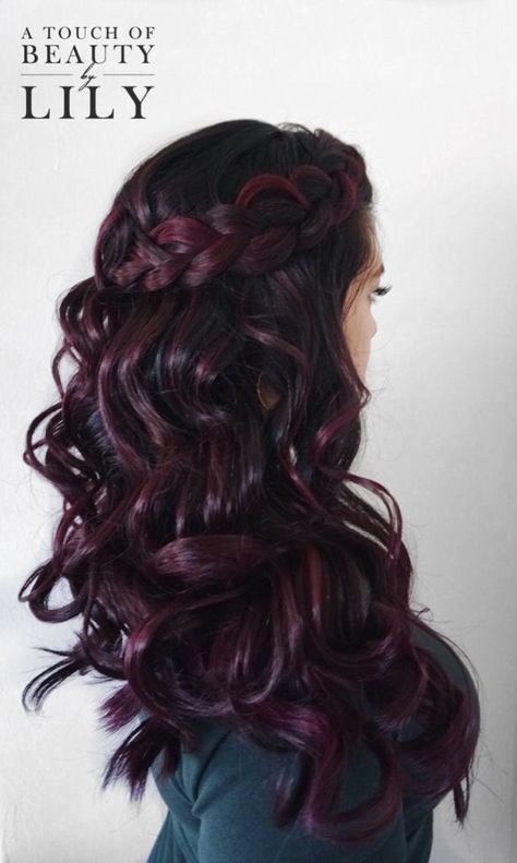 Blackberry Hair Color Dark, Period Hairstyles, Hair Dues, Rep Era, Hair Color Plum, Dark Purple Hair, Hair Color Burgundy, Dark Red Hair, Dye Hair