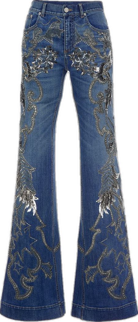 Cavalli Jeans, Blue Jean Outfits, Jeans Flared, Metallic Jeans, Denim Flare Jeans, Custom Jeans, Print Jeans, Patterned Jeans, Cute Pants