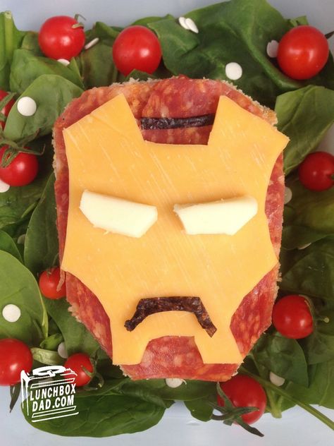 Spiderman Lunch Ideas, Iron Man Party Food, Mickey Lunch Ideas, Iron Man Snacks, Iron Man Drink, Kitchen Chemistry, Lunch Box Idea, Marvel Birthday, Lunch Bento