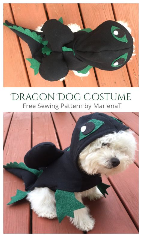 DIY Fabric Dragon Dog Costume Free Sewing Pattern | Fabric Art DIY Free Dog Costume Patterns, Dog Dragon Costume Diy, Dog Hoodie Sewing Pattern, Dog Dragon Costume, Dog Vest Pattern, Dog Hoodie Pattern, Diy Pet Costumes, Dragon Dog, Pet Clothes Patterns