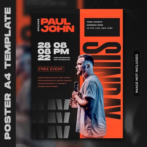 Sunday Service Poster Design, Church Service Flyer Design, Church Graphic Design Event Flyers, Church Flyer Design Templates, Church Conference Flyer Design, Worship Flyer Design, Sunday Service Poster, Conference Poster Design, Worship Poster