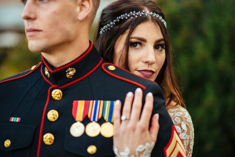 Military Wedding Pictures, Military Wedding Army, Military Wedding Marine, Broadmoor Wedding, Military Wedding Cakes, Usmc Wedding, Marine Corps Wedding, Military Bride, Beach Wedding Pics