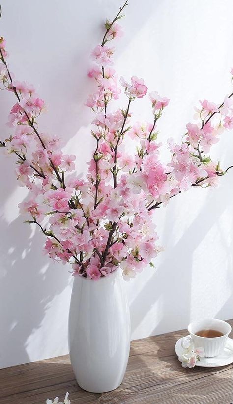 Cherry Blossom In Vase, Cherry Blossom Vase, Disney Inspired Nursery, Decor Inspiration Diy, Japan Wedding, Diy Newspaper, Garden Waterfall, Glam Bedroom, Classy Aesthetic