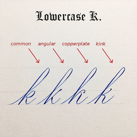 Some lowercase K variations for copperplate or cursive handwriting. I personally like to allow K to go slightly over the header/waistline… | Instagram Calligraphy Writing Styles, Cursive Writing Practice Sheets, Learn Handwriting, Calligraphy Letters Alphabet, Alfabet Font, Writing Calligraphy, Cursive Handwriting Practice, Tombow Brush Pen, Handwriting Examples