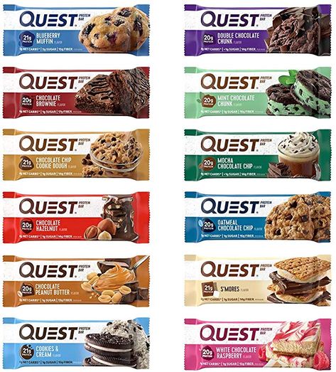 Amazon.com: Quest Nutrition Ultimate Variety Pack, High Protein, Low Carb, Gluten Free, Keto Friendly, 12 Count: Health & Personal Care Quest Protein Bars, Quest Protein, Quest Bars, Meal Replacement Bars, Quest Bar, Low Carb Meal, Low Carb Snack, Quest Nutrition, Protein Bar