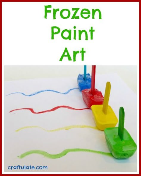 Frozen Paint Art from Craftulate Spice Painting, Frozen Paint, Frozen Painting, January Crafts, Snow Theme, Winter Preschool, Fun Arts And Crafts, Art Activity, Ice Cube Trays