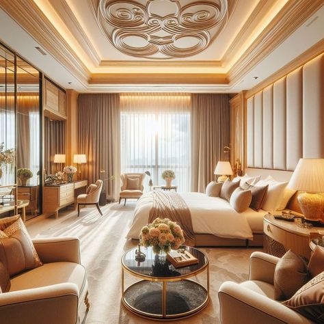 7star Hotel Rooms, Hotel Lighting Design Room, Suite Rooms Hotel, Most Beautiful Hotel Rooms, Hotel Sweet Room Luxury, Luxury Hotel Decor, Luxury Hotel Interior Design, Five Star Hotel Room Interior Design, Fancy Hotel Room Luxury