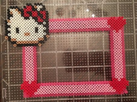 Hello Kitty Perler / Hama Bead Pattern- click for more patterns Perler Bead Frame Pattern, Perler Bead Picture Frames, Perler Bead Frame, Hello Kitty Perler Beads Pattern, Perler Bead Hello Kitty, Perler Beads Hello Kitty, Sanrio Perler Bead Patterns, Hello Kitty Perler Beads, Hello Kitty Diy