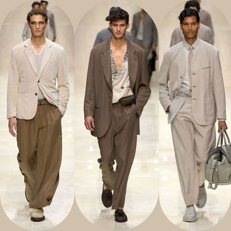 Giorgio Armani Men Spring Summer 2025 “Serenity”. Story by RUNWAY MAGAZINE: https://runwaymagazines.com/giorgio-armani-men-spring-summer-2025/ Giorgio Armani show unfolded in the breathtaking setting of the designer’s Tadao Ando fashion cathedral. The defocused silhouettes of bamboo palms, gently swaying in the breeze, were screened around the marble-effect runway, creating an atmosphere that transported attendees from the hustle of a Monday morning to the tranquility of a subtropical beachs... Styles Man, Giorgio Armani Men, Armani Fashion, Runway Magazine, Tadao Ando, Men Fashion Show, Summer 2025, Men Spring, Guys Clothing Styles