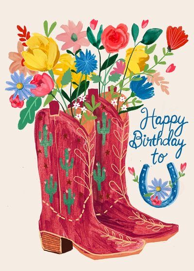 Cowgirl Crafts, Happy Birthday Cowgirl, Coastal Cowboy, Altered Cards, Ag Teacher, Iphone Widgets, Bday Wishes, Country Birthday, Cute Home Screen Wallpaper