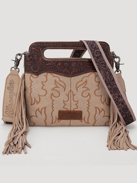 Tooled Fringe Cross Body Bag | Women's ACCESSORIES | Wrangler® Wrangler Purse Outfit, Wrangler Bag, Wrangler Purse, Costal Cowgirl, Wrangler Women, Purse Outfit, Western Bag, Western Stuff, Wrangler Accessories