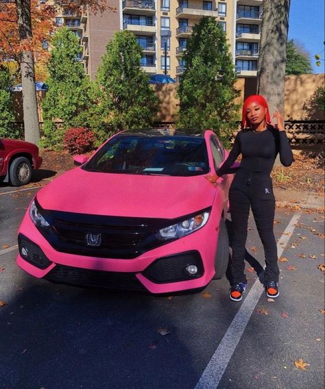 Pink Honda, Honda Civic Car, Black Honda, Honda Civic Sport, Civic Car, Barbie Car, Honda Accord Sport, Girly Car Accessories, Girly Car