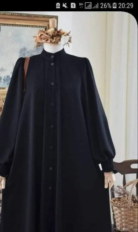 Burkha Designs Black, Hijab Wardrobe, Tunik Modern, Winter Abaya, Burkha Designs, Covered Dress, Toddler Sun Dress, Simple Abaya, Abaya Styles