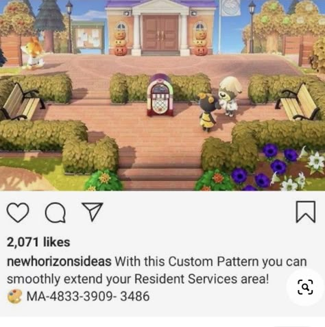 Acnh Resident Services Brick, Town Plaza Animal Crossing, Plaza Brick Animal Crossing, Resident Services Brick Path Acnh, Animal Crossing Walkway Ideas, Acnh Plaza Design Code, Plaza Path Animal Crossing, Acnh Plaza Path Code, Acnh Plaza Brick Path