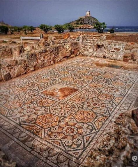 Mosaic In Sardinia, Italy Antique Archeology, Roman Era, Roman Mosaic, Archaeological Discoveries, Sardinia Italy, Mosaic Flooring, Ancient Ruins, Ancient Artifacts, Ancient Rome