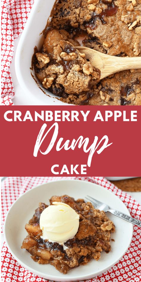 Apple Cider Dump Cake, Cranberry Apple Dump Cake, Apple Cranberry Dump Cake, Cranberry Dump Cake Recipes, Thanksgiving Dump Cake Recipes, Apple Cranberry Cake, Christmas Dump Cake Recipes, Fall Dump Cake Recipes, Thanksgiving Dump Cake