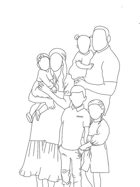 Faceless Portrait Print, Digital Drawing, Drawing from Photo #minimalistart #facelessportrait #personalisedportrait #minimalistdrawing #birthdaygiftideas Mother And Baby Paintings, Family Picture Drawing, Family Line Art, Faceless Portraits, Family Sketch, Children Sketch, Family Drawing, Faceless Portrait, Minimalist Drawing