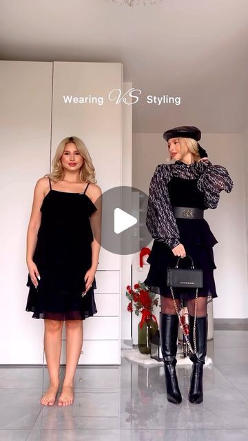 Wear Vs Style Clothes, How To Style Designer Scarf, Style Vs Wearing, Styling Vs Wearing Clothes, Wear Vs Style, Wearing Vs Styling Videos, Styling Vs Wearing, Wow Outfits, How To Style A Black Dress