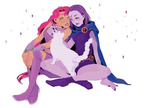 Raven Fan Art, Starfire Fanart, Old Teen Titans, Teen Titans Raven, Titans Raven, Raven Teen Titans Go, Starfire And Raven, Raven Beast Boy, Star Fire