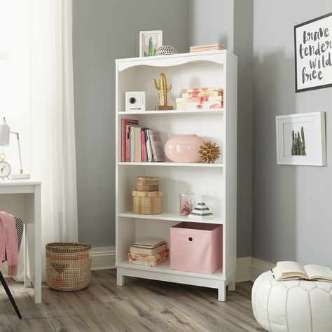 Sauder Storybook 4-Shelf Bookcase, Soft White Finish - Walmart.com - Walmart.com Childrens Bookcase, Beautiful Bookshelf, 4 Shelf Bookcase, White Bookcase, Large Shelves, Kids Bookcase, Display Furniture, Storage Display