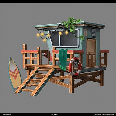 Stylized House, Stylized Environment, Environment Design, Animation Film, Fantasy Landscape, Low Poly, Small House, Concept Design, Beach House