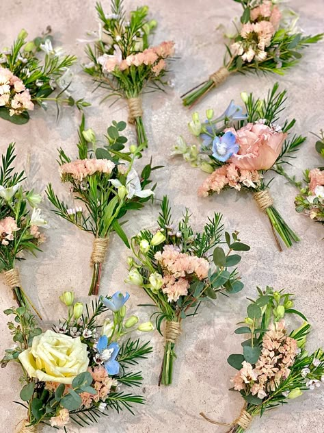 Wild Flower Button Holes, Wildflower Boutineer, Pastel Buttonholes, Wildflower Buttonholes, Spring Buttonholes, Wild Flower Boutonniere, Pastel Groomsmen, Spring Boutonniere, Wedding Coursage