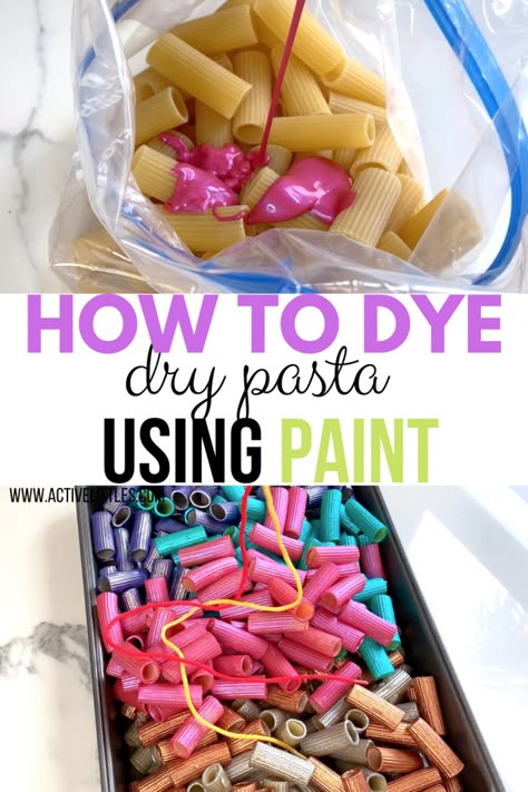 Diy Sensory Kit, Sensory Noodles, Pasta Sensory Play, Easy Sensory Bins, Pasta Painting, Dye Pasta, Colored Noodles, Macaroni Crafts, Preschool Homeschooling